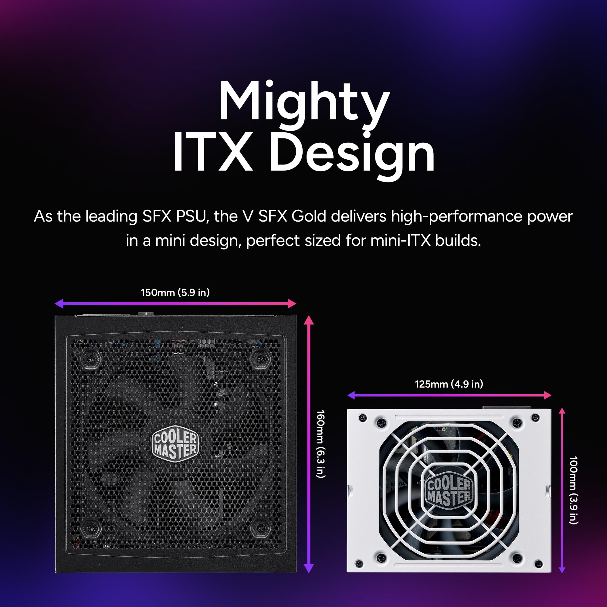 Cooler Master V850 SFX Gold White Edition Full Modular, 850W, 80+ Gold Efficiency, soporte ATX incluido, ventilador FDB silencioso, factor de forma SFX, garantía de 10 años