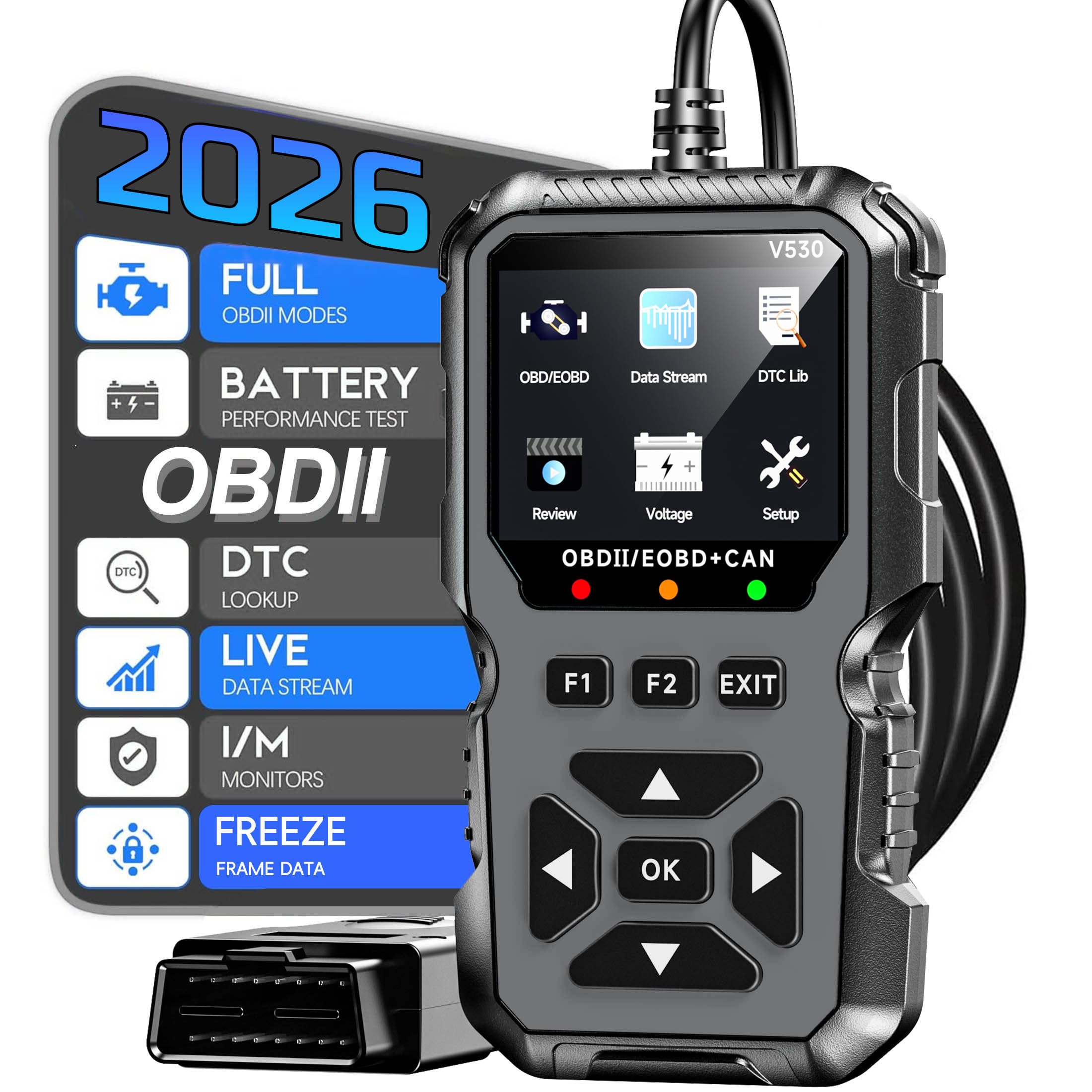 OBD2 Diagnosegerät OBD Auto Diagnose,OBD EOBD+CAN Scanner Auslesegerät mit OBDII Funktionen,OBD-II Diagnosewerkzeuge für alle Fahrzeuge,KFZ Auslesegerät Deutsch für BMW VW Mercedes Audi (Schwarz)