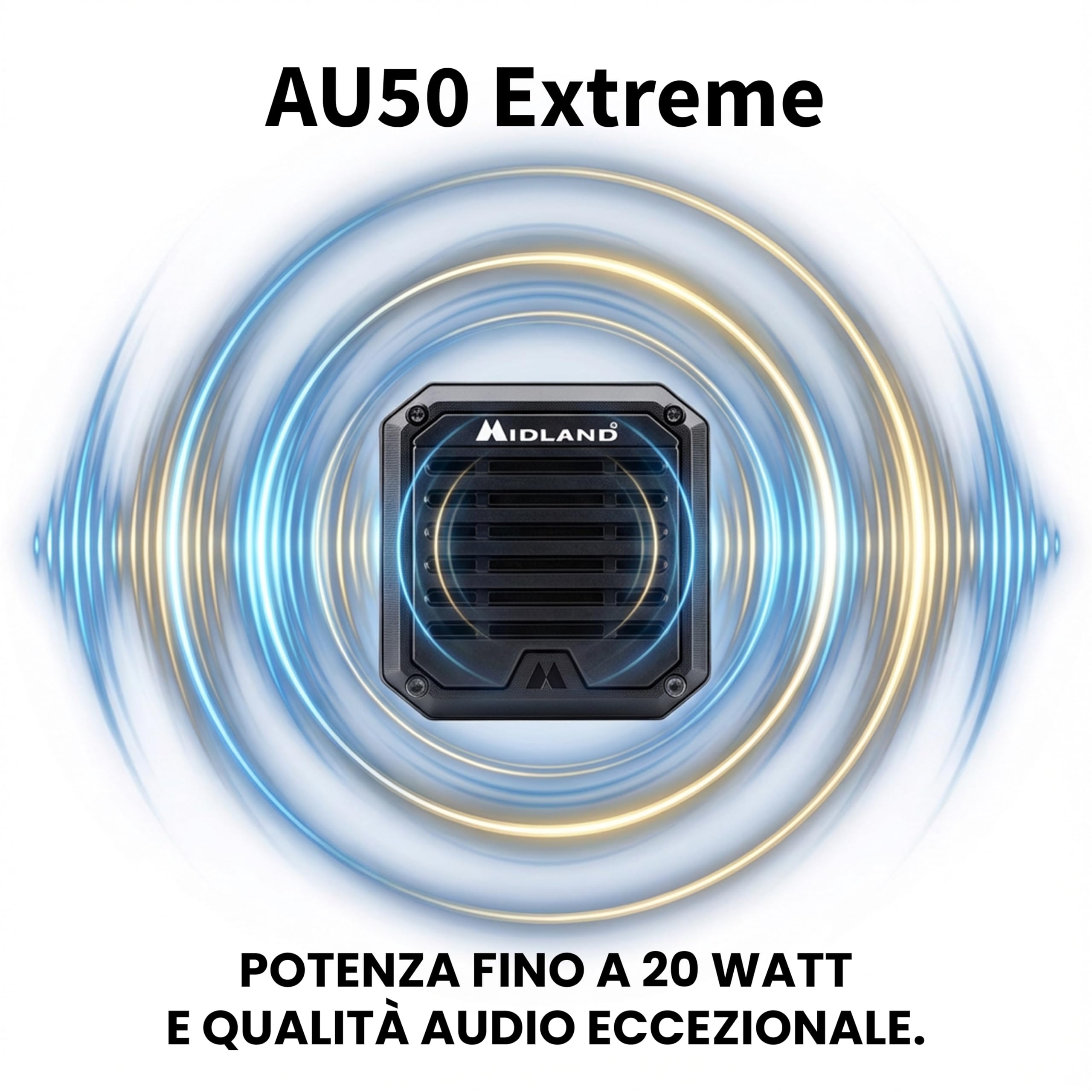 Midland - AU50 XTREME Altoparlante Esterno 20W per Radio CB, Veicolari e Marittime, IP67 Resistente a Urti, Polvere e Acqua - Accessorio CB Radio con Staffa e Cavo Inclusi, 142 x 129 x 110 mm