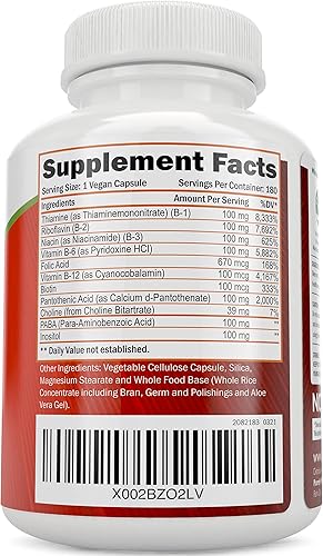 Miniatura 4 de Purely Holistic Glicinato de magnesio 400 mg + complejo súper vitamina B - Paquete vegano - 270 tabletas y 180 cápsulas - Fabricado en Estados Unidos