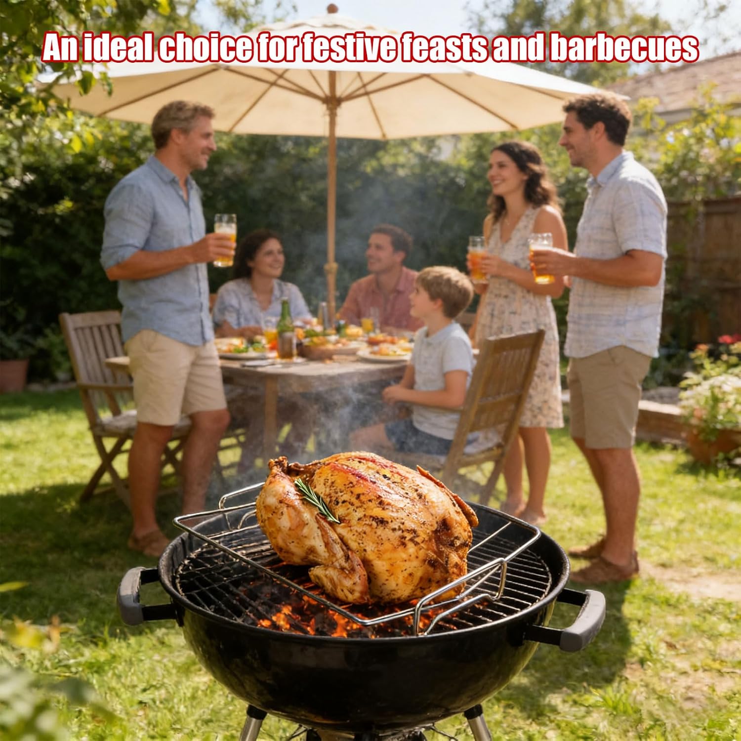 Stainless Steel V Grill Rack with Oil Drain Health Focus Barbecue Accessory for Easy & Family Outdoor Grilling