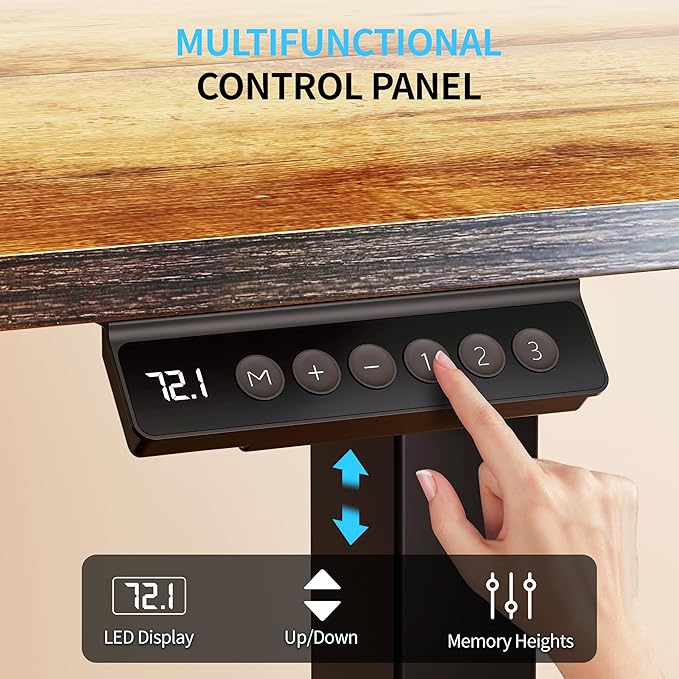 Escritorio Ajustable Electrico Standing Desk 140x46cm Marrón miniatura 6