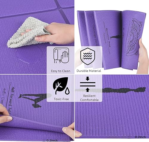 Miniatura 4 de Tapete de yoga plegable para mujer, tapete de ejercicio antideslizante para gimnasio en casa, juego de alfombrillas de yoga de viaje de 0.197 in con