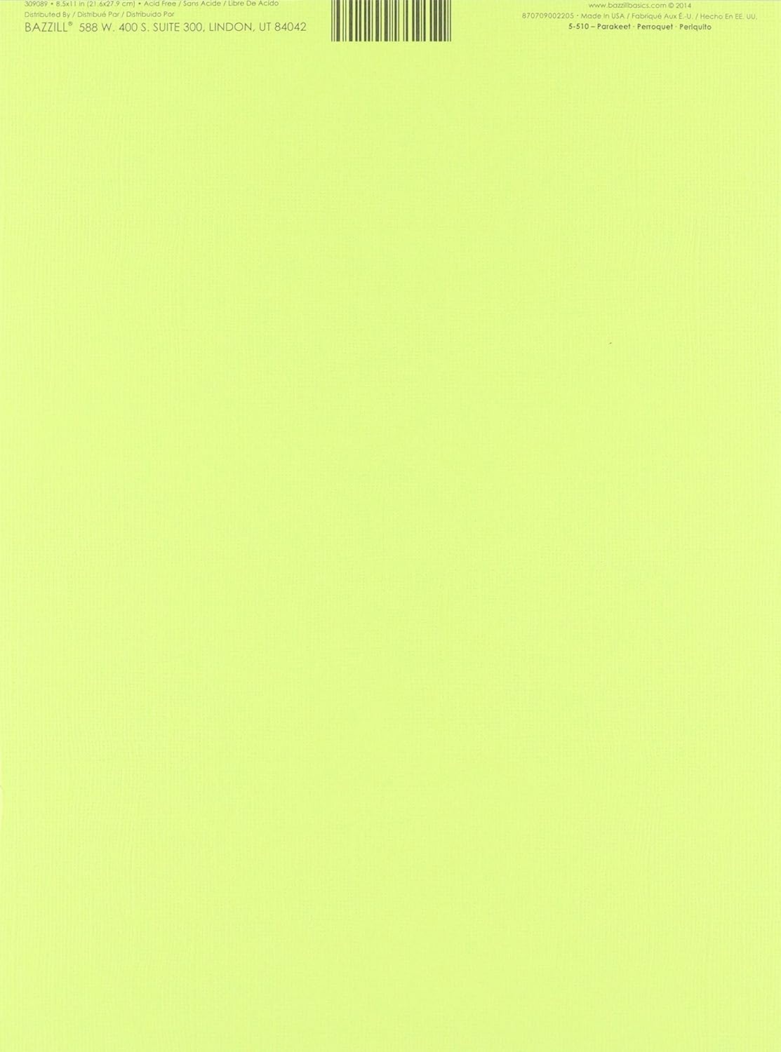 Bazzill Cardstock 8.5"X11"-Parakeet/Canvas 25 per Pack