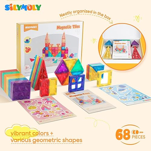 Miniatura 3 de SILYMOLY Azulejos magnéticos de construcción de azulejos magnéticos 3D Bloques magnéticos de construcción con diseño de diamante, juego de