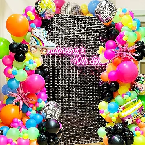 Globos de regreso a los años 80 y 90, 122 globos de discoteca de los años 80 y 90, kit de globos de discoteca, globo de aluminio de radio de disco