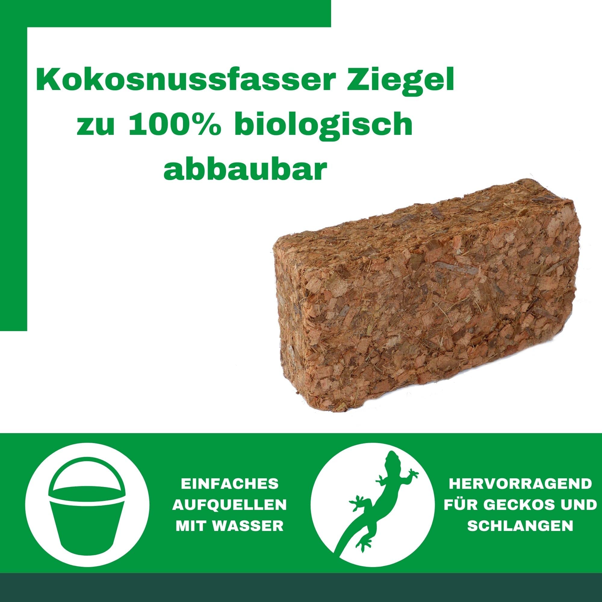 6X Novatool Terrarium Ziegel | 650g 20x5,5x10 | Substrat Kokos Einstreu | 30 Liter | Aquaristik | Kaninchen Mehrschweinchen Hamster Streu Cocos Humus Schildkröten-Erde Beet-Erde für Reptilien Humus