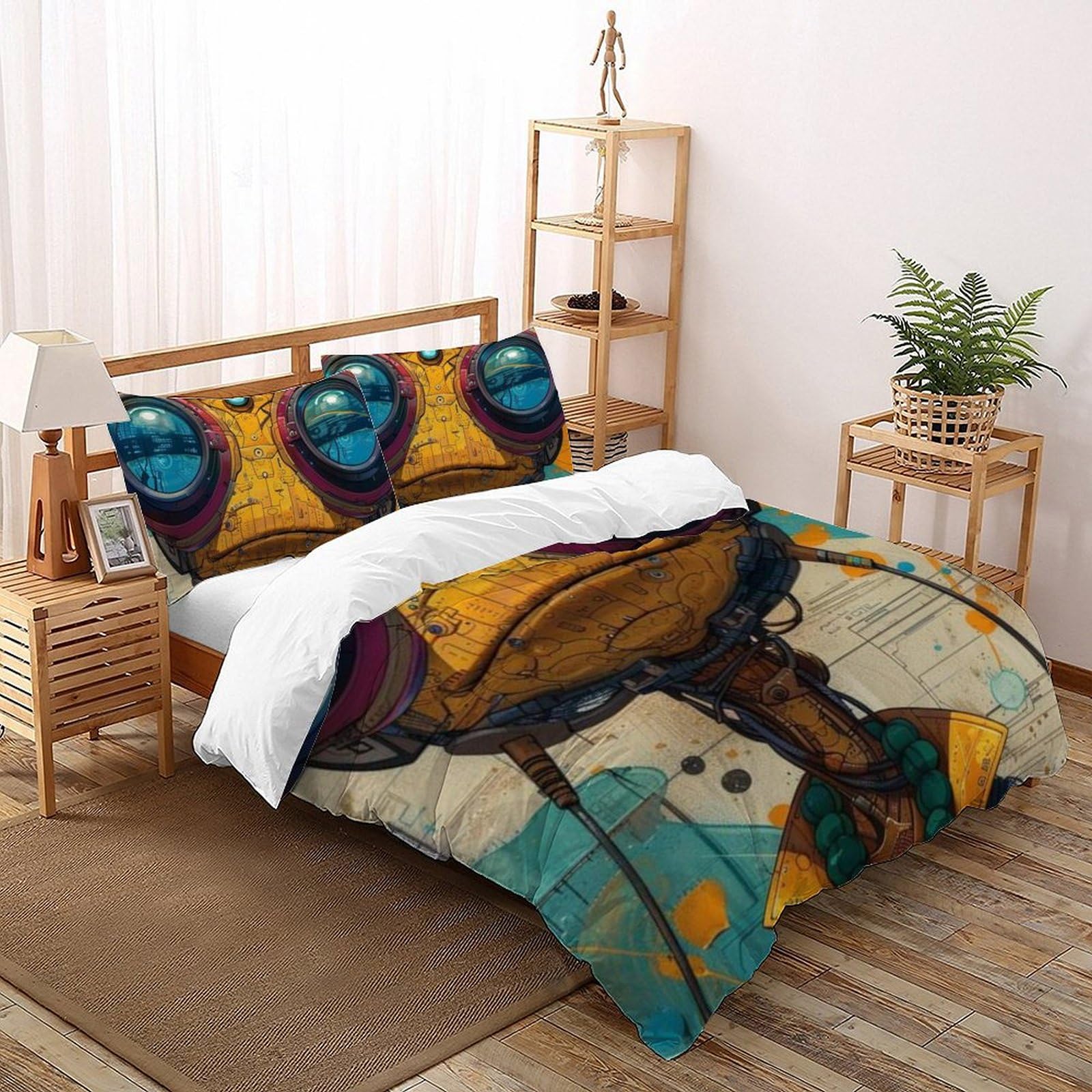 Housse de couette King anti-plis en microfibre animaux pour grand lit