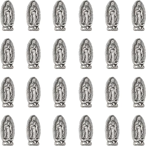 120 cuentas espaciadoras religiosas ovaladas de aleación de doble cara de Jesús, Virgen María, cuentas sueltas para joyería católica, bricolaje,