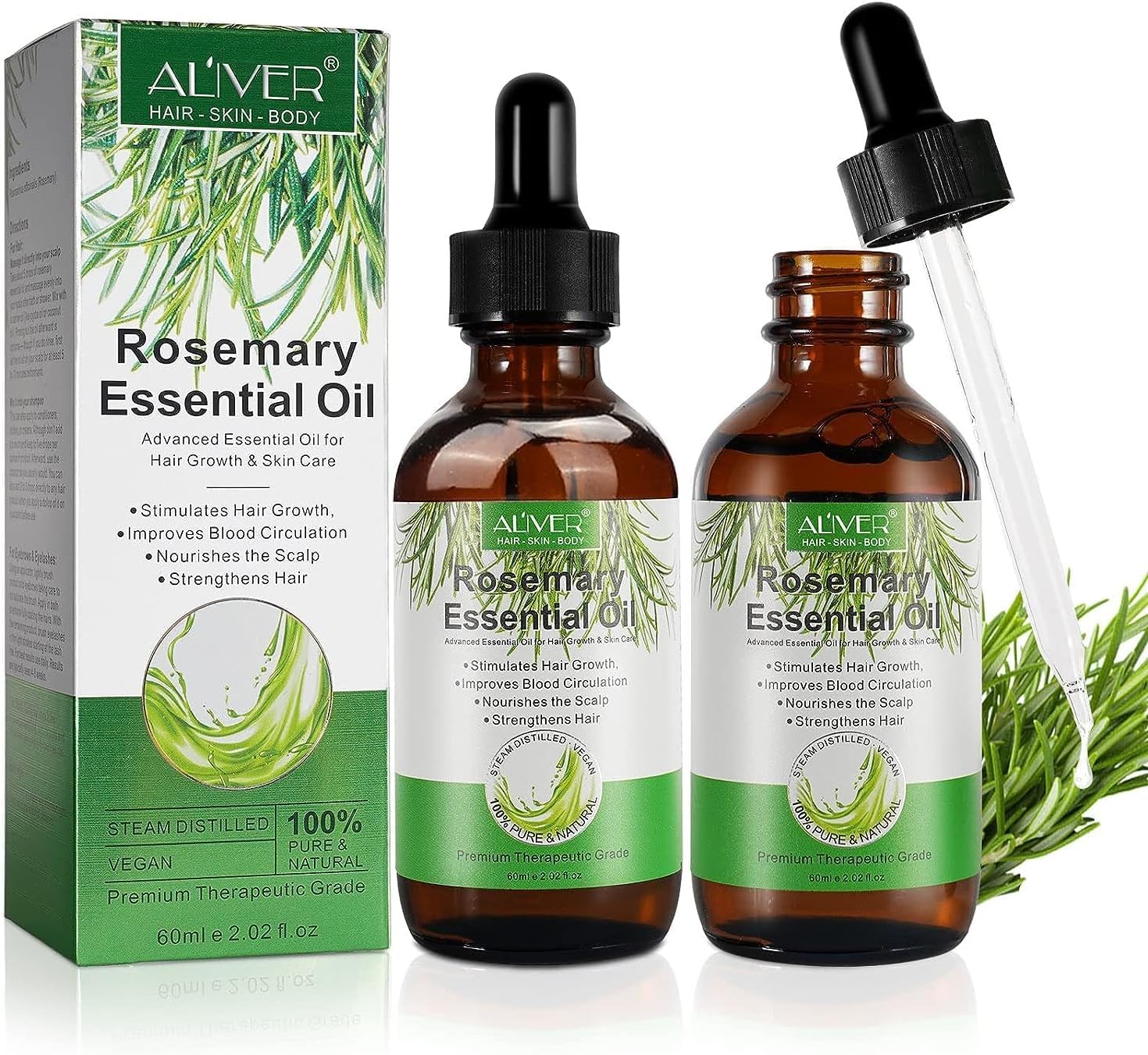 ALIVER Rosemary Oil for Hair Growth & Skin Care (4 Fl Oz), Organic