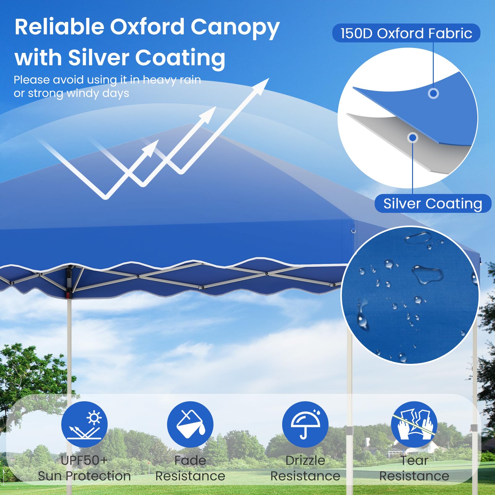 HOMASIS Tonnelle Pliant 3x3 M, Pergola Pop-Up réglable en Hauteur, Gazebo extérieur Durable avec Cordes à Vent et Sacs de Sable, Tente Portable avec Sac de Transport (Bleu)