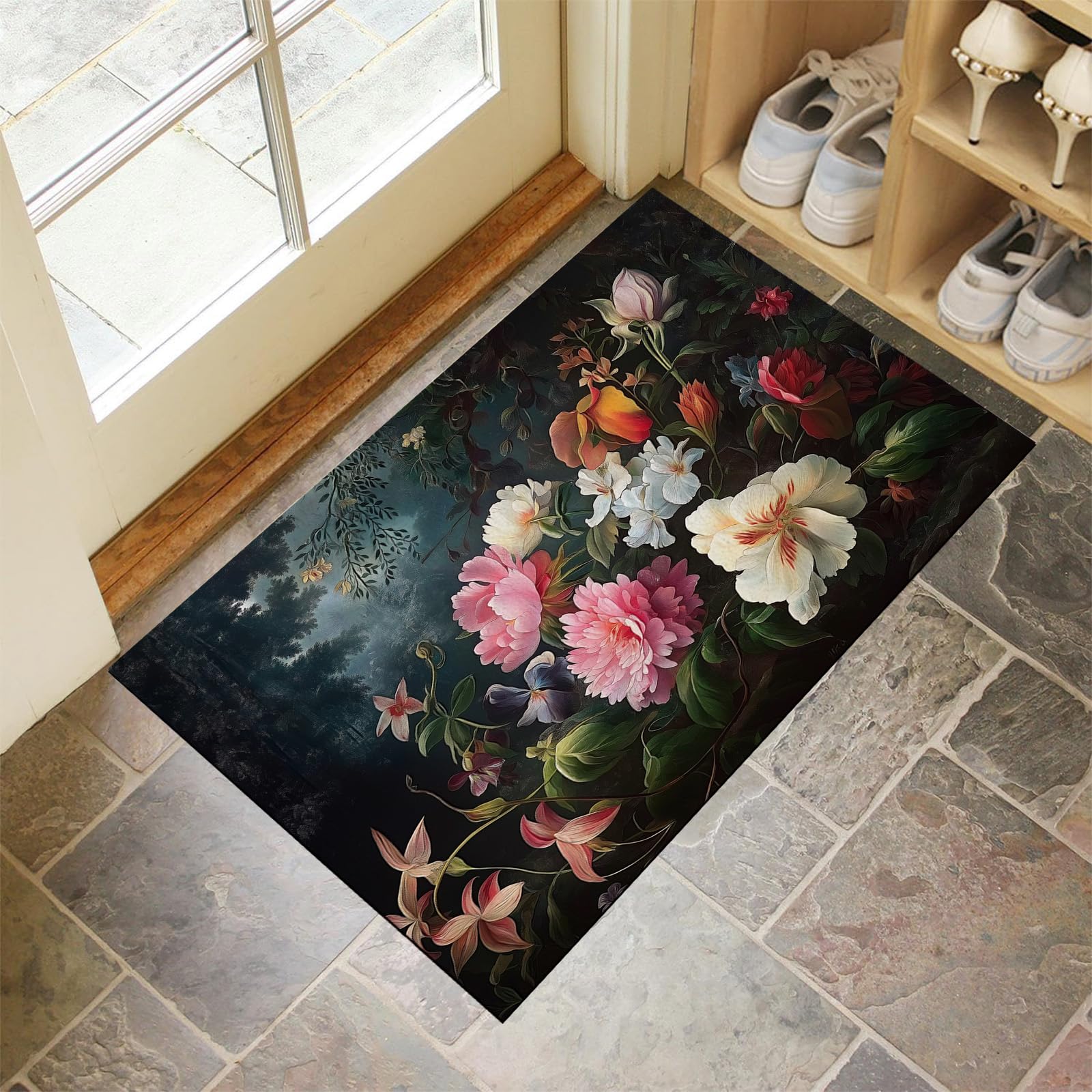 Tapis de sol de prestige fleurs sauvages 80x120cm microfibres haute densité