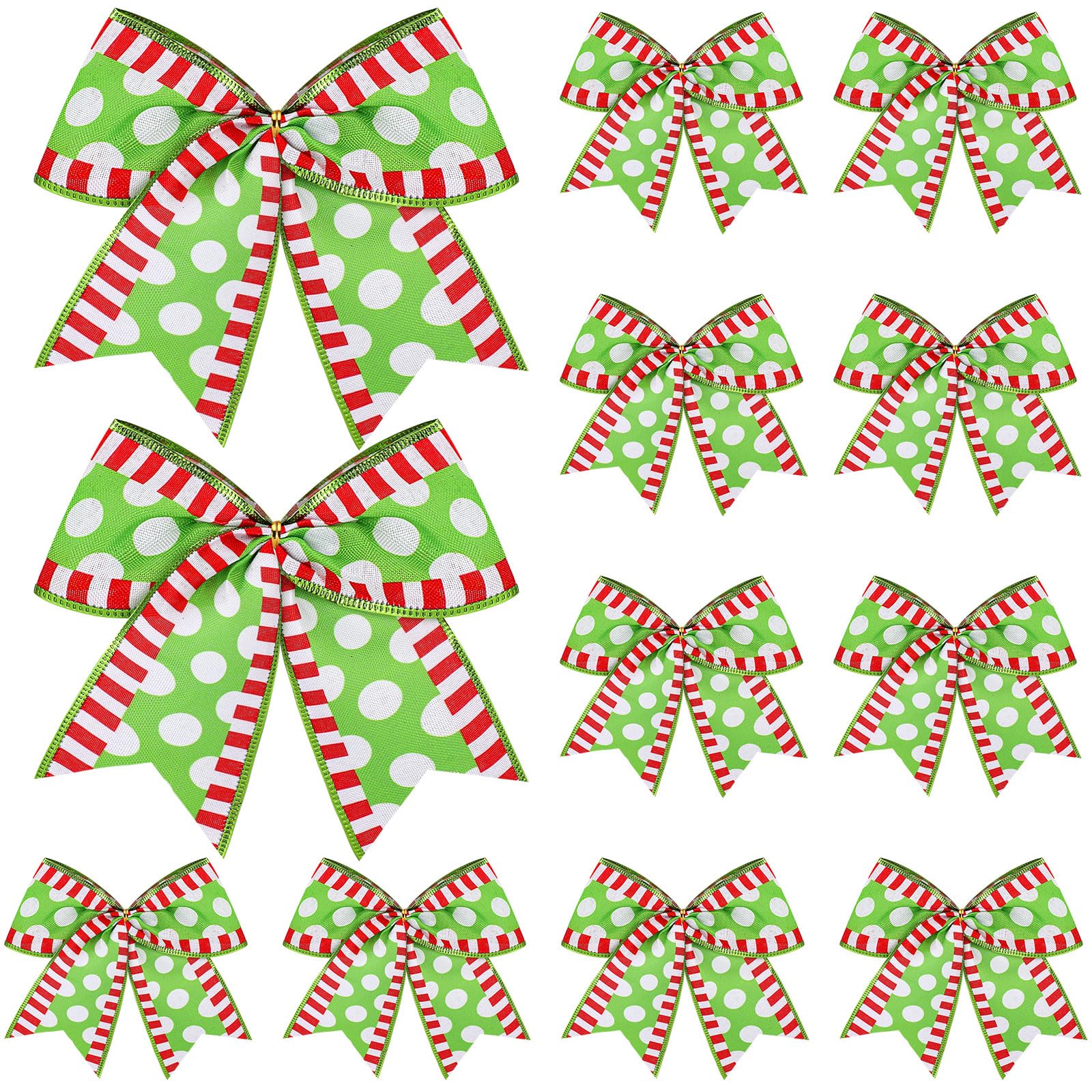 Jetec 12 Pcs Christmas Bow 6'' x 6'' Red Christmas Bows Wreath Bow Christmas Tree Topper Bow for Xmas Garland DIY Home Indoor Outdoor Party Decor Wedding Supplies Front Door Ornaments
