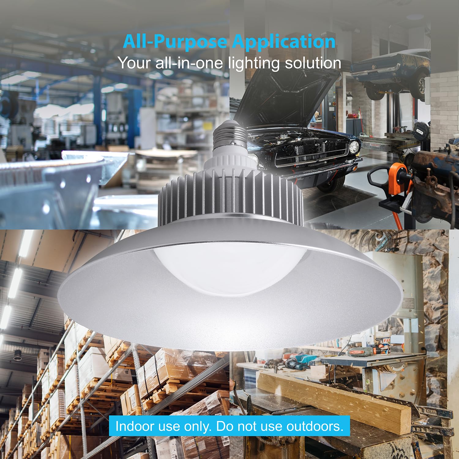 5000 Lumens LED Garage Light Bulb with Shade 5000K Daylight E26