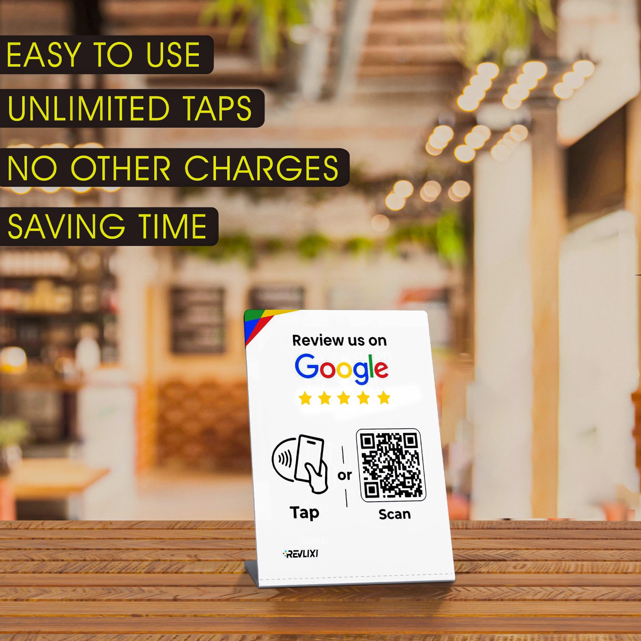 Google Review Stand (2 PCS) -Boost Google Reviews w/Reusable Google Review Tap Card Stand & QR Code Stand- No App No Subscription - Compatible with iPhone & Android - Grow with Google Reviews