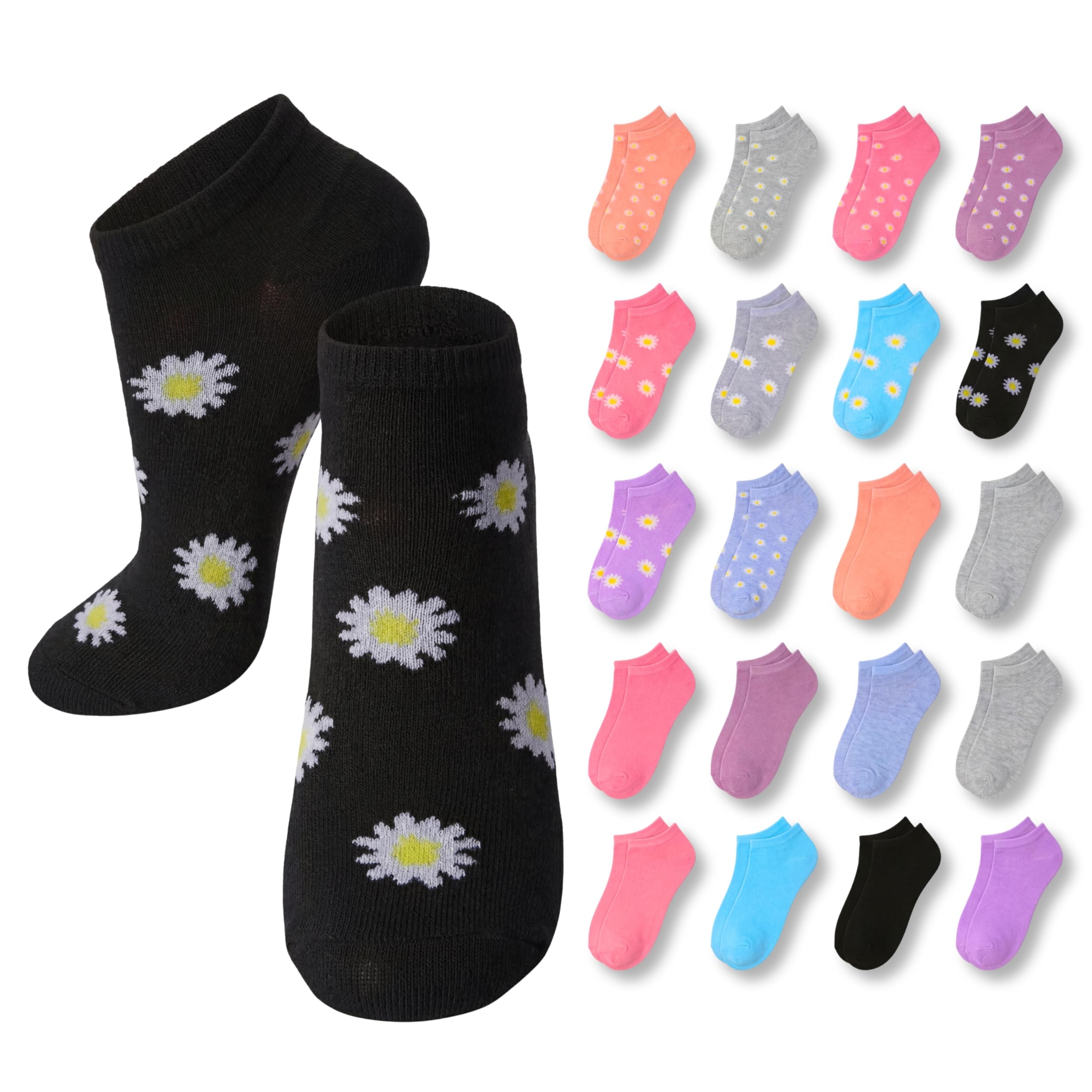 Tipi Toe Women’s 20 Pack Colorful Low Cut Socks – Lightweight, Breathable Design for All-Day Comfort Sizes 9-11/10-13