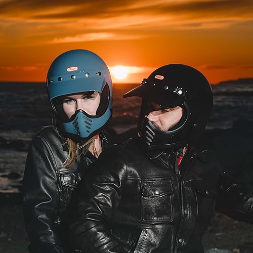 Miniatura 6 de TT&CO Casco de motocicleta retro MOTOMOTO3 SGDOT estándar negro casco de motocicleta de cara completa aprobado por DOT casco para Moto