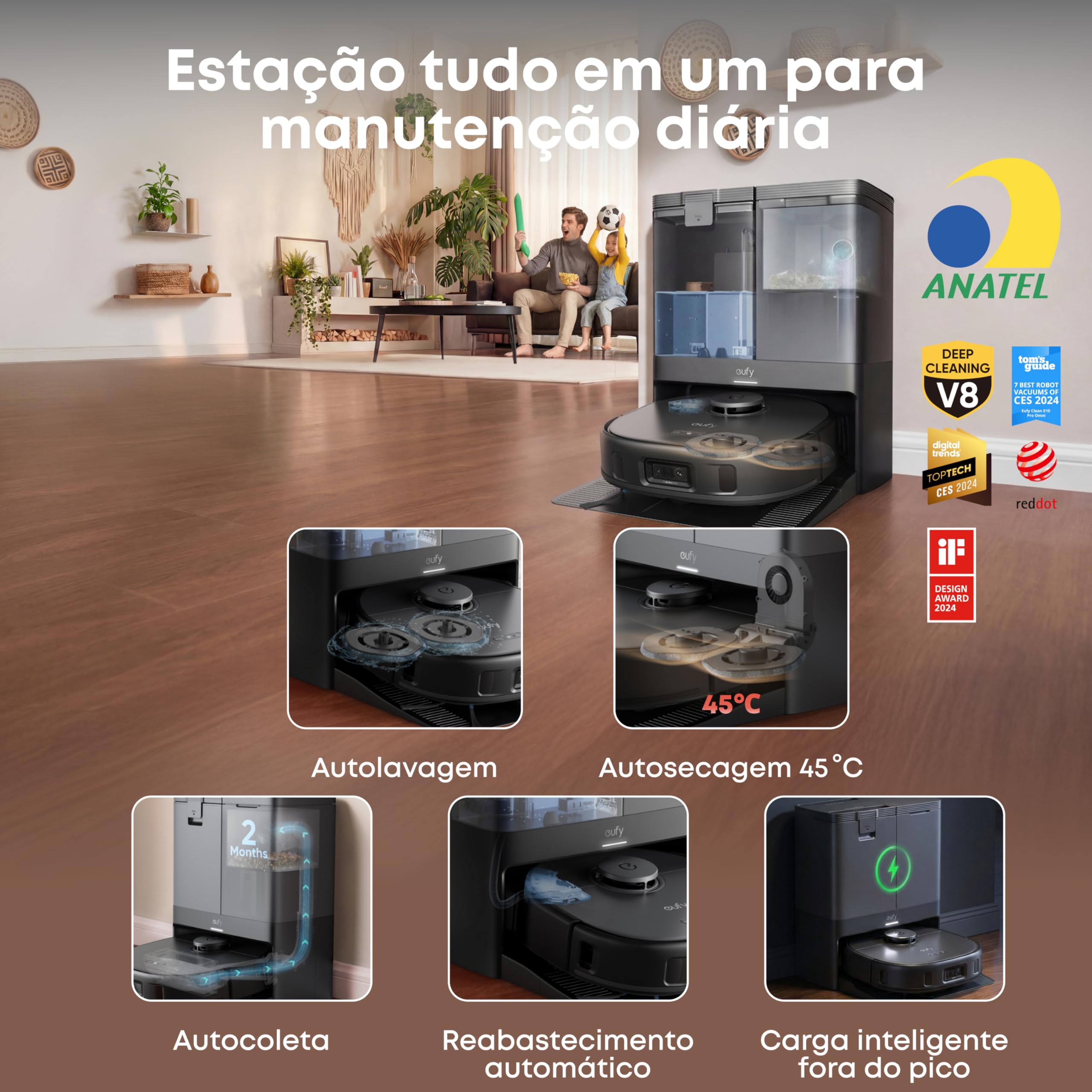 eufy X10 Pro Robô aspirador, Aspiração forte, Evita obstáculos com