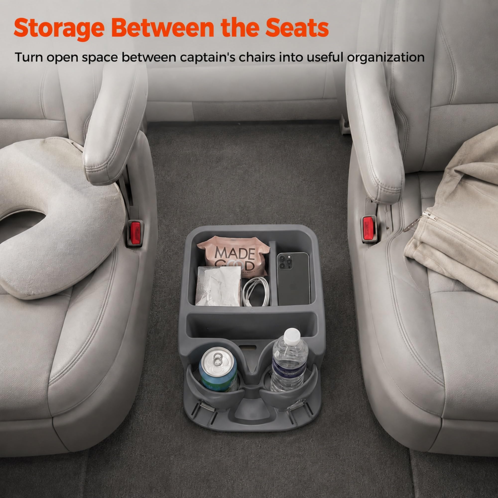 Consola Central para automóviles, Organizador de Consola Central de automóvil, Soporte para Tazas de Consola para Camiones, monovolúmenes, SUV, Organizador de vehículos (Gris)