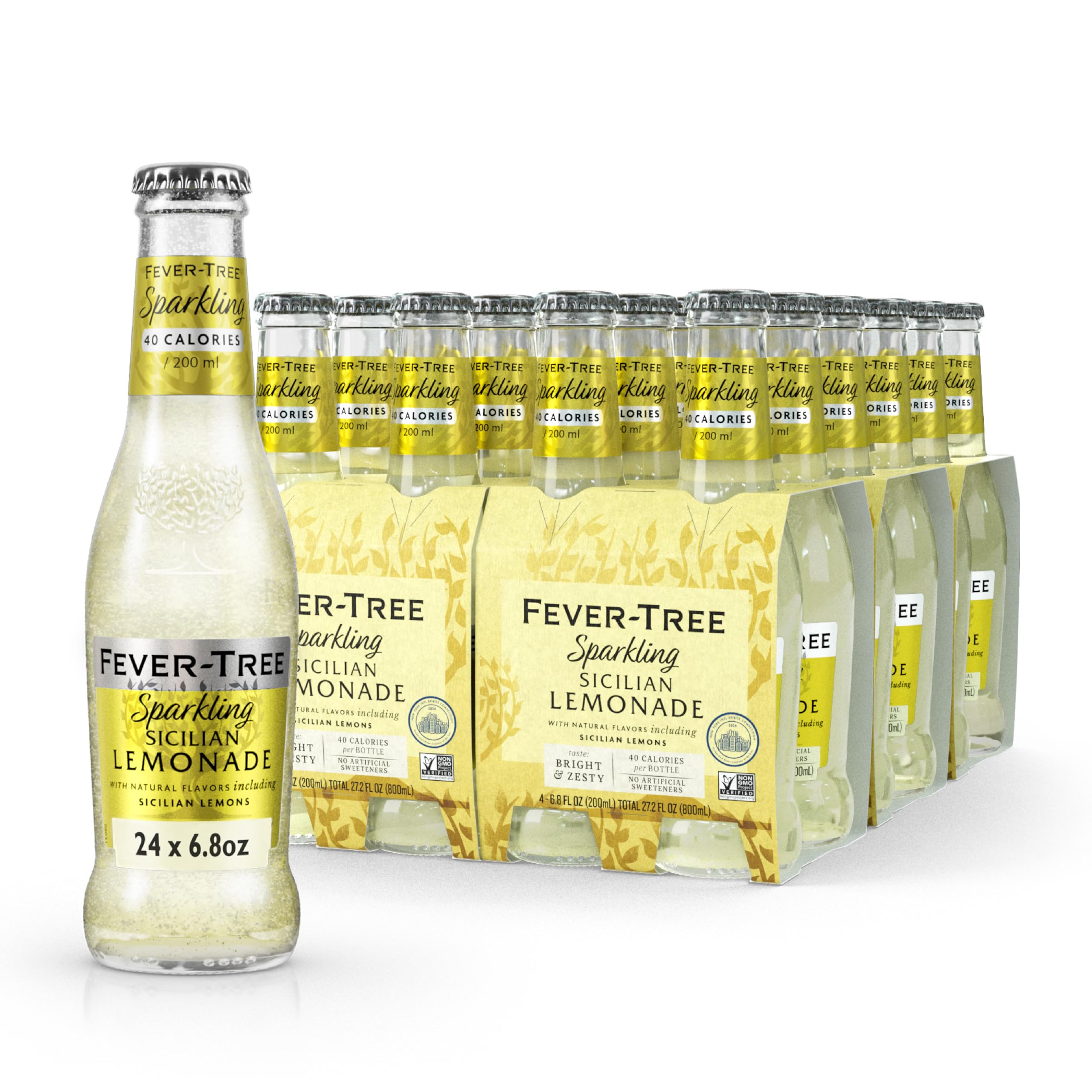Fever-Tree Sparkling Sicilian Lemonade - Premium Quality Mixer - Refreshing Beverage for Cocktails & Mocktails. Naturally Sourced Ingredients, No Artificial Sweeteners or Colors - 6.8 Fl Oz Bottles - Pack of 24