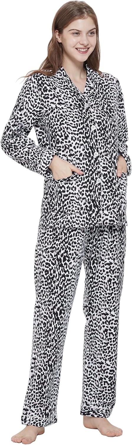 amaxer Women's Warm Pjs Flannel Pajamas Set 100% Cotton Sleepwear Button Pajama Set with Elastic Drawstring - Image 2