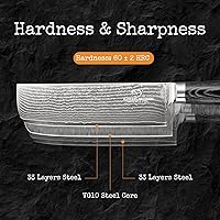 Vista 4 de Cuchillo Damasco Nakiri, cuchillo de cocina profesional de 7 pulgadas con mango ergonómico de madera antideslizante, japonés 10Cr15CoMoV, cuchillo