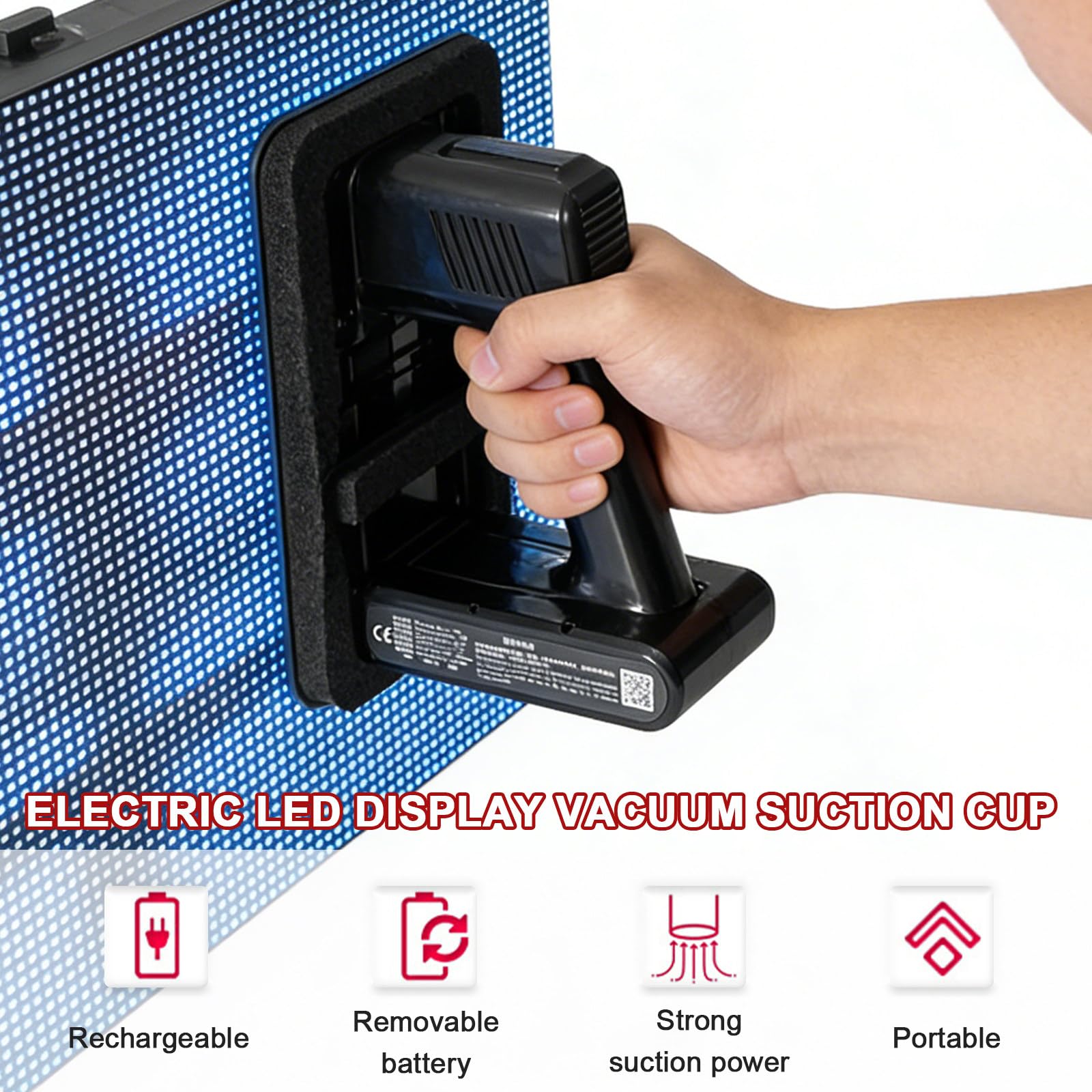 Ventosa eléctrica al vacío, Pantalla LED eléctrica, Mantenimiento Frontal, Ventosa de vacío, para Pantalla LED, Capacidad de elevación de 66 Libras, Uso Continuo 20min