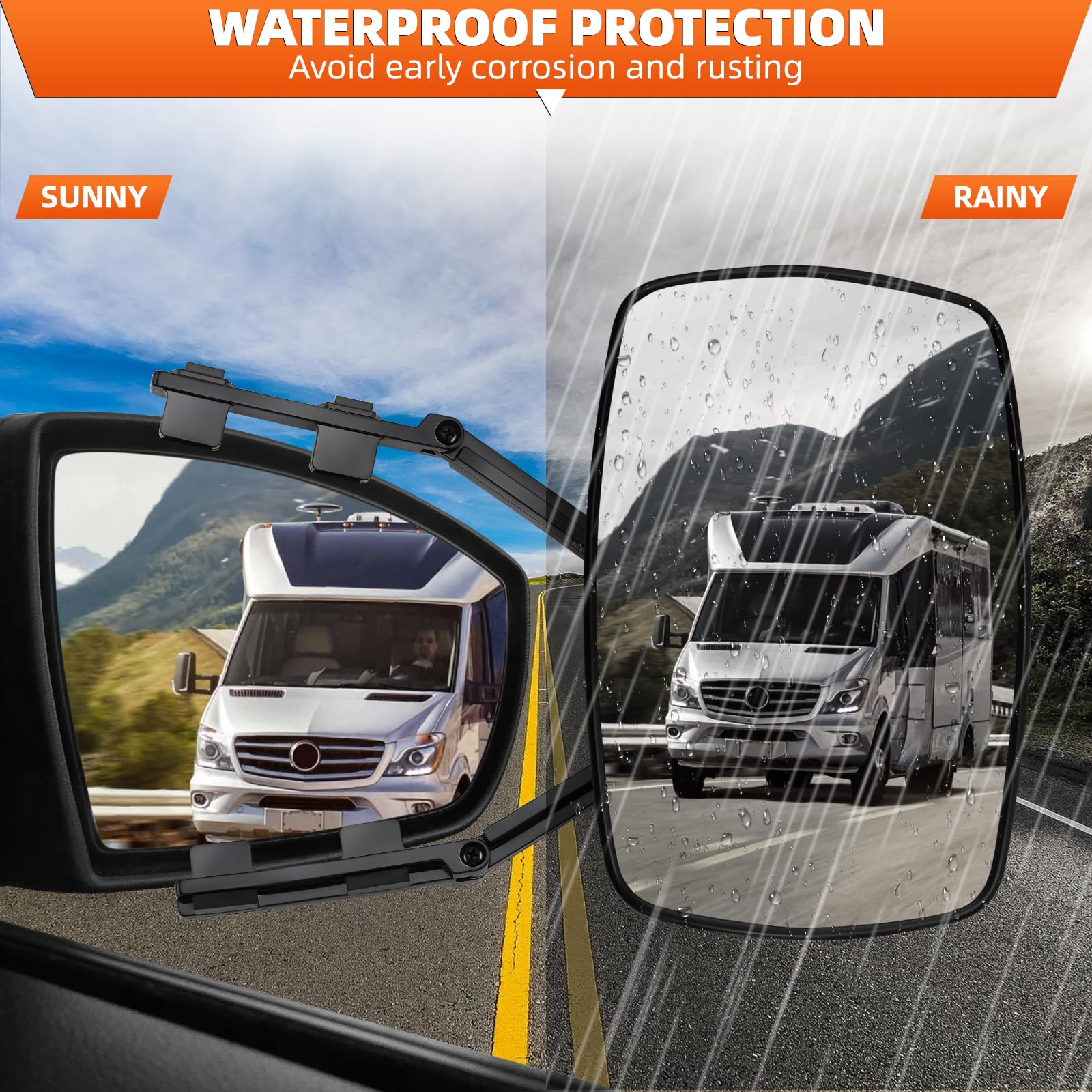 KAOLALI Espejos Caravana Coche, Retrovisores Caravana, 2Pcs Espejos de Remolque Towing, Espejo Retrovisor de Extensión, para Remolque Furgoneta Camion Universal
