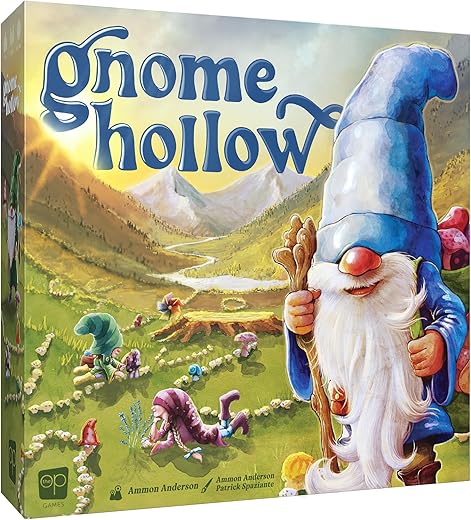 Gnome Hollow Board Game, Thematic Gnome and Garden Tile Laying & Worker Placement Strategy Game for All Ages, Beautiful Art and Game Design by Ammon Anderson, Ages 12+, 2-4 Players, 45+ Min Play Time