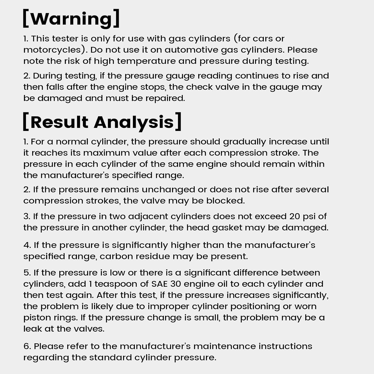 Cylinder Compression Tester 300 Psi Quick Connection