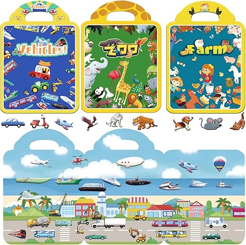 Libros de calcomanías 3D hinchadas para niños, juego de calcomanías hinchadas, vehículos de granja, calcomanías de ventana para niños, calcomanías