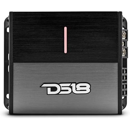 DS18 ION1000.4D 4-Channel Amplifier Full Range 4 x 150W Rms @ 4-ohm Class D, Compact Design, Digital 4 Channel Car Audio Amplifier Miniature Size, Multichannel Amplifier, Small Design, Black/Silver