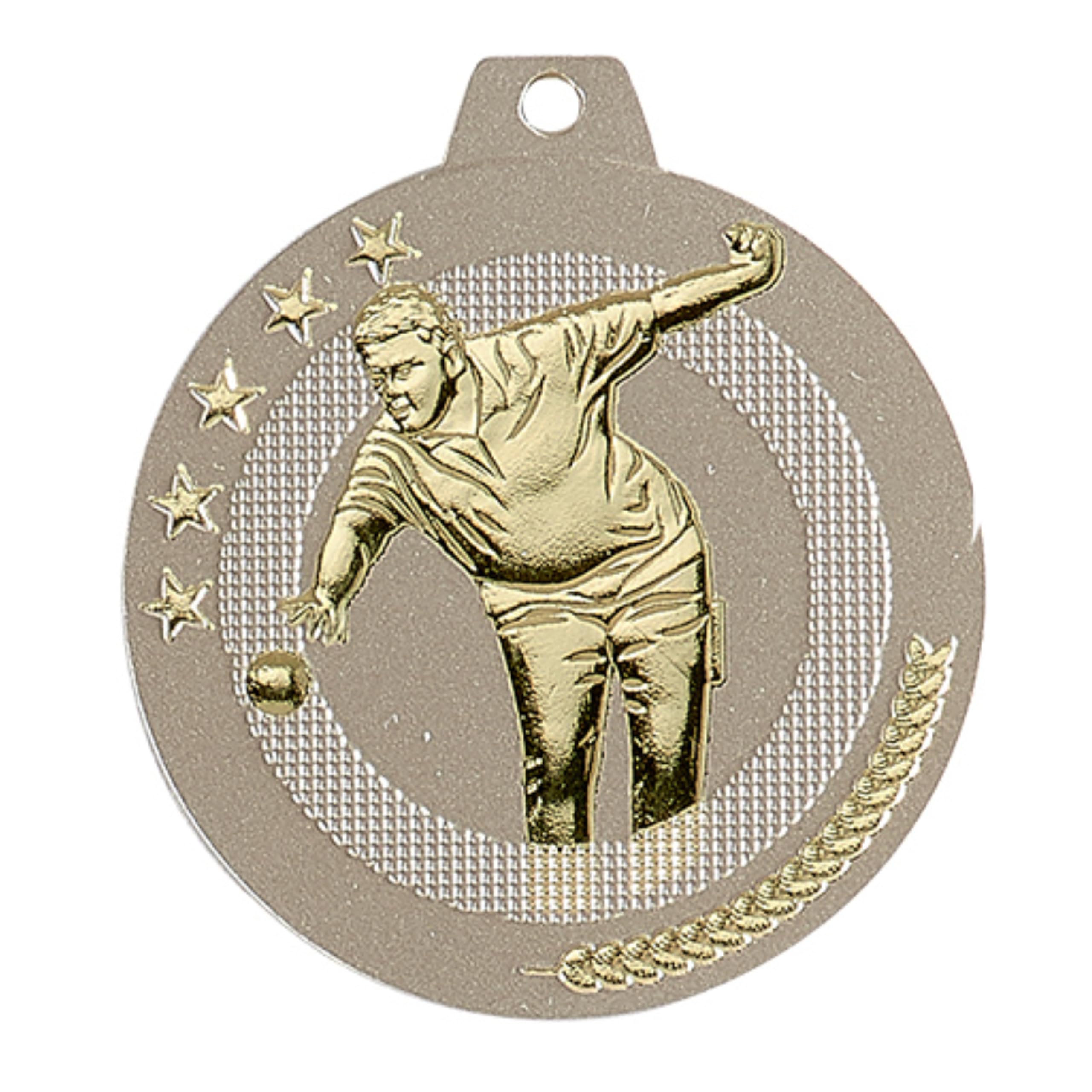 Boule Medaille 50 mm, Sportmedaille aus Eisen mit Band, Pétanque Auszeichnung für Turnier, Verein, Schule & Wettkampf, Medaillon für Sieger, Boule Sport Ehrung | Aus Eisen