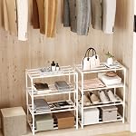 Support de chaussures pour enfants, étagère de rangement de chaussures étroites pour 8-10 paires de chaussures Entrée et Hallway (4-Tier, Blanc)