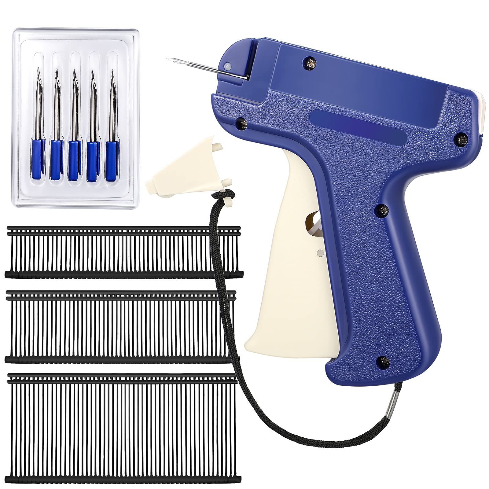 1518 Pieces Clothes Tagging Applicator Set, Include Handheld Clothing Label Applicator Garment Tag Attacher with 5 Steel Needle and 1512 Barbs Fasteners in 3 Sizes for Fine Tagging Application (Black)