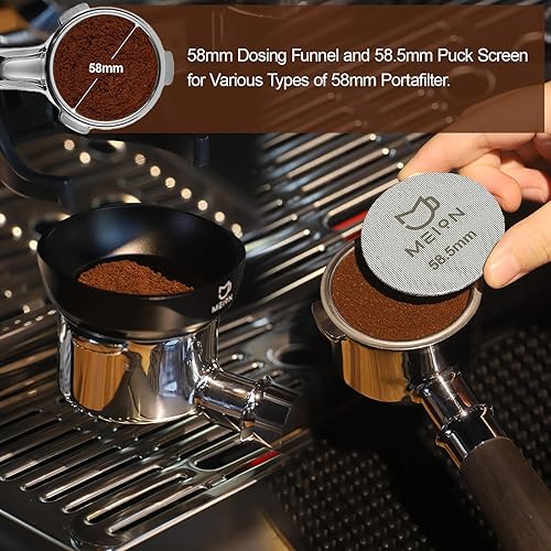 Miniatura 9 de Juego de embudo dosificador de espresso de 2.126 in y pantalla de disco para portafiltros Breville de 2.126 in, embudo magnético de café, pantalla