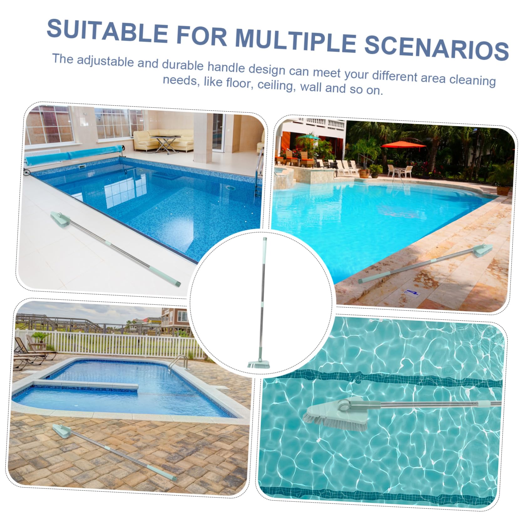 SUPVOX Lot De 4 Brosses De Nettoyage Ergonomiques pour Piscine Carrelage Sol Poils Rigides Poignée Facile À Utiliser Rotation À 180° Nettoyage À Domicile Et Bureau
