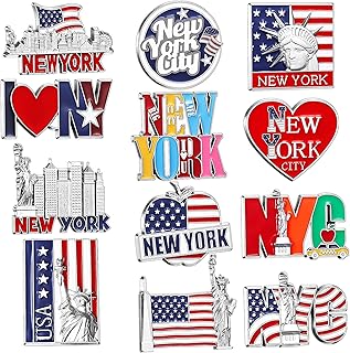 Konohan 12 Pcs New York Magnets for Refrigerator Metal NYC Fridge Magnet Magnetic New York Souvenirs USA Souvenirs Gifts Magnetic NYC Refrigerator Stickers, USA Flag, Statue of Liberty