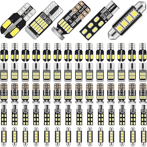 BBTO Kit de 100 bombillas LED para automóvil, luces interiores T10 de 0.984 in, 1.024 in, 1.063 in, 1.260 in y 1.614 in, bombillas LED de festón