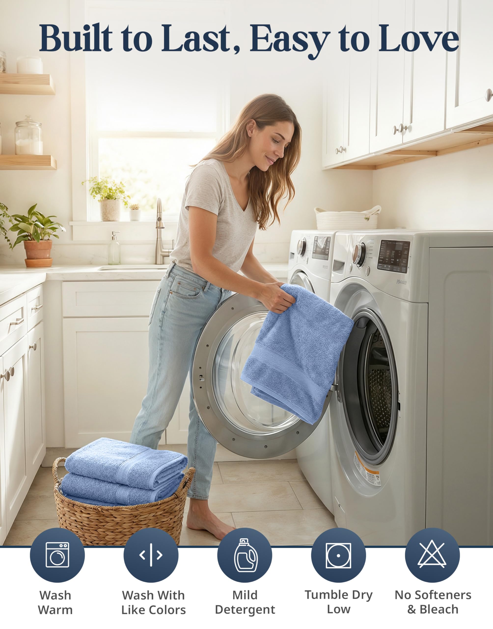 Allure - Toallas de baño de 16 piezas, 100% algodón, toallas de hotel de alta calidad, juego de toallas de baño altamente absorbentes, súper suaves, 4 toallas de baño, 4 toallas de mano y 8 paños de