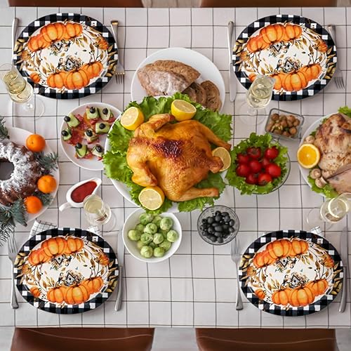 Miniatura 4 de Umigy 100 platos de papel ovalados a cuadros de búfalo de Papá Noel, platos de papel desechables para árbol de Navidad, bandeja decorativa para