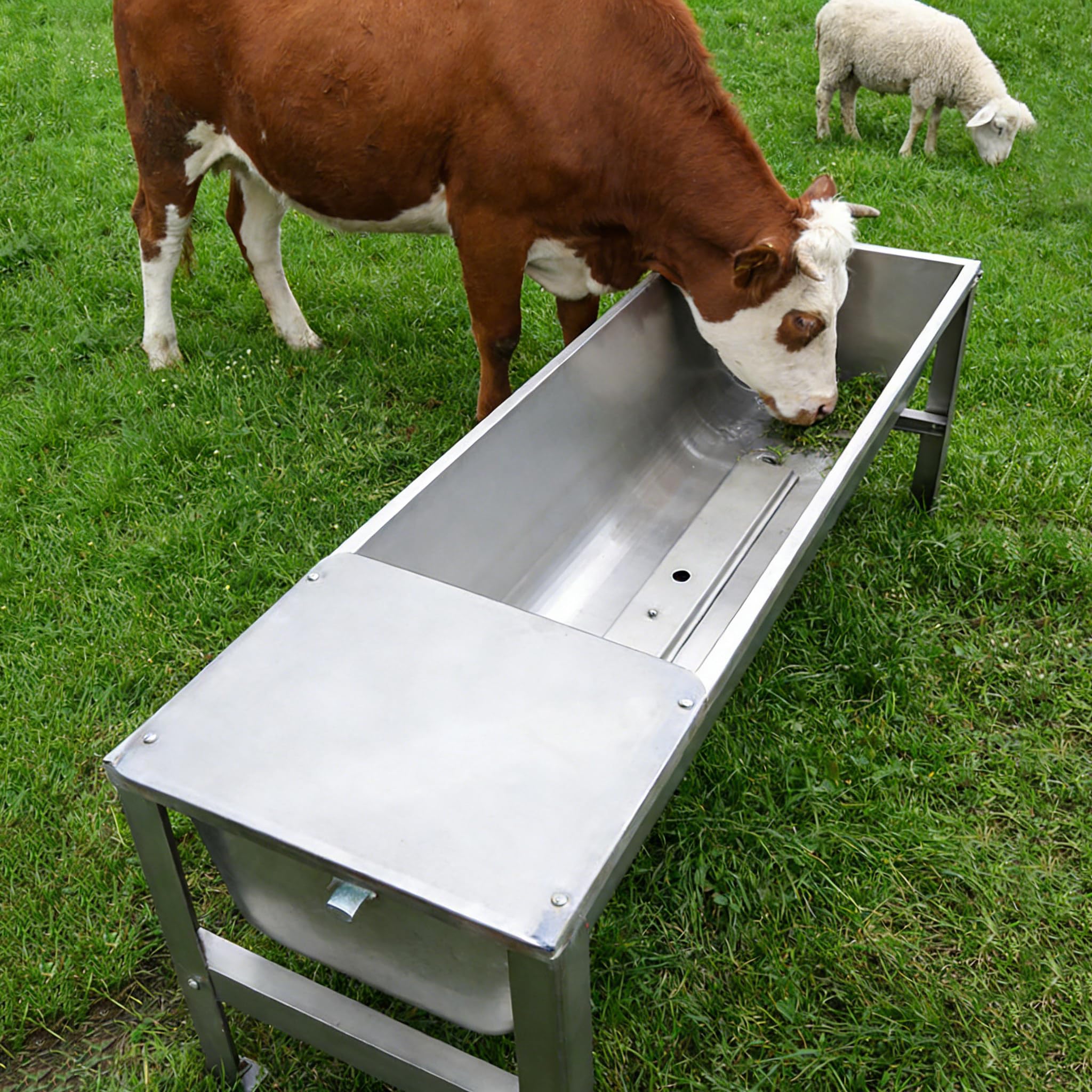 Canal de agua calentado para ganado, comedero portátil para caballos, ovejas, terneros, comedero de patio de pastos de granja, 30 x 100 cm