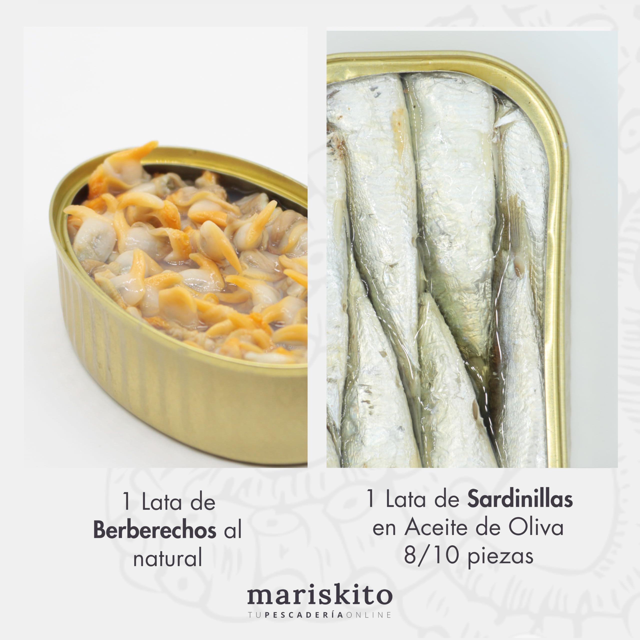 MARISKITO | Pack La Mar de Rico - 7 Conservas Gourmet - Latas de Conservas Gallegas - Caja Regalo - Lote de Productos Delicatessen