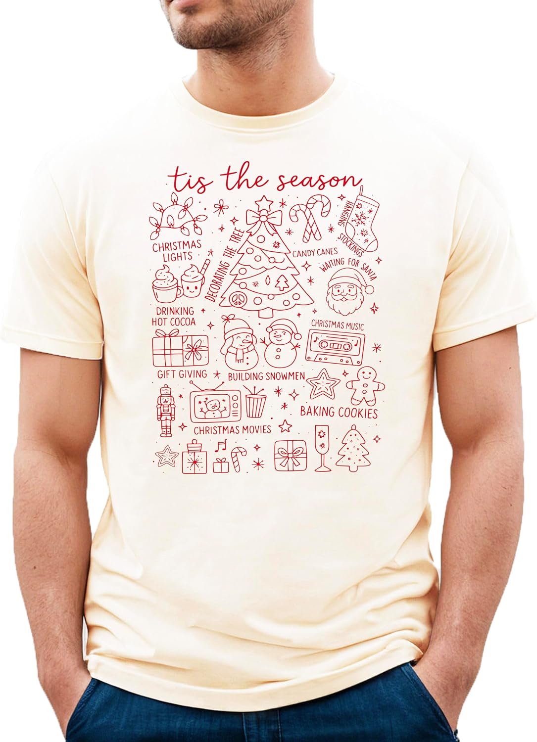 Tis The Season Holiday Unisex Shirt for Adults & Kids Matching Family Festive Christmas Collage Tee