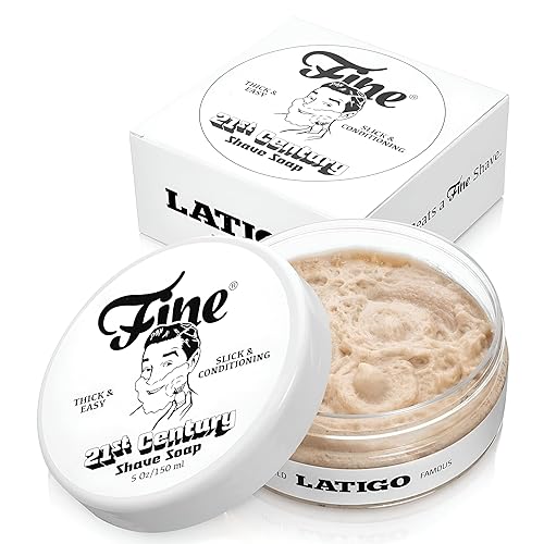 Jabón de afeitar Mr. Fine 21C para hombres de 5 oz Puck Fragancia clásica Latigo Fórmula combinada nueva y única para una espuma que es más gruesa
