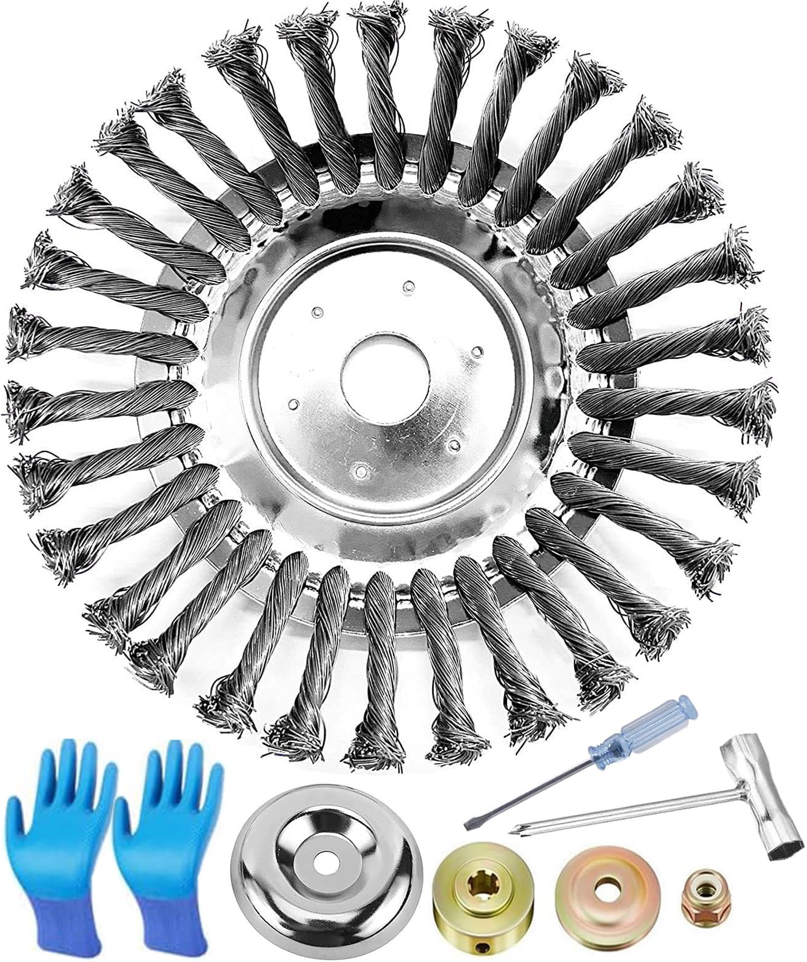 Desbrozadora de alambre metálico, cepillo de deshierbe profesional para desbrozadora, diámetro de 25,4 mm, para hierbas silvestres, para un desespumado eficaz, 10 pulgadas