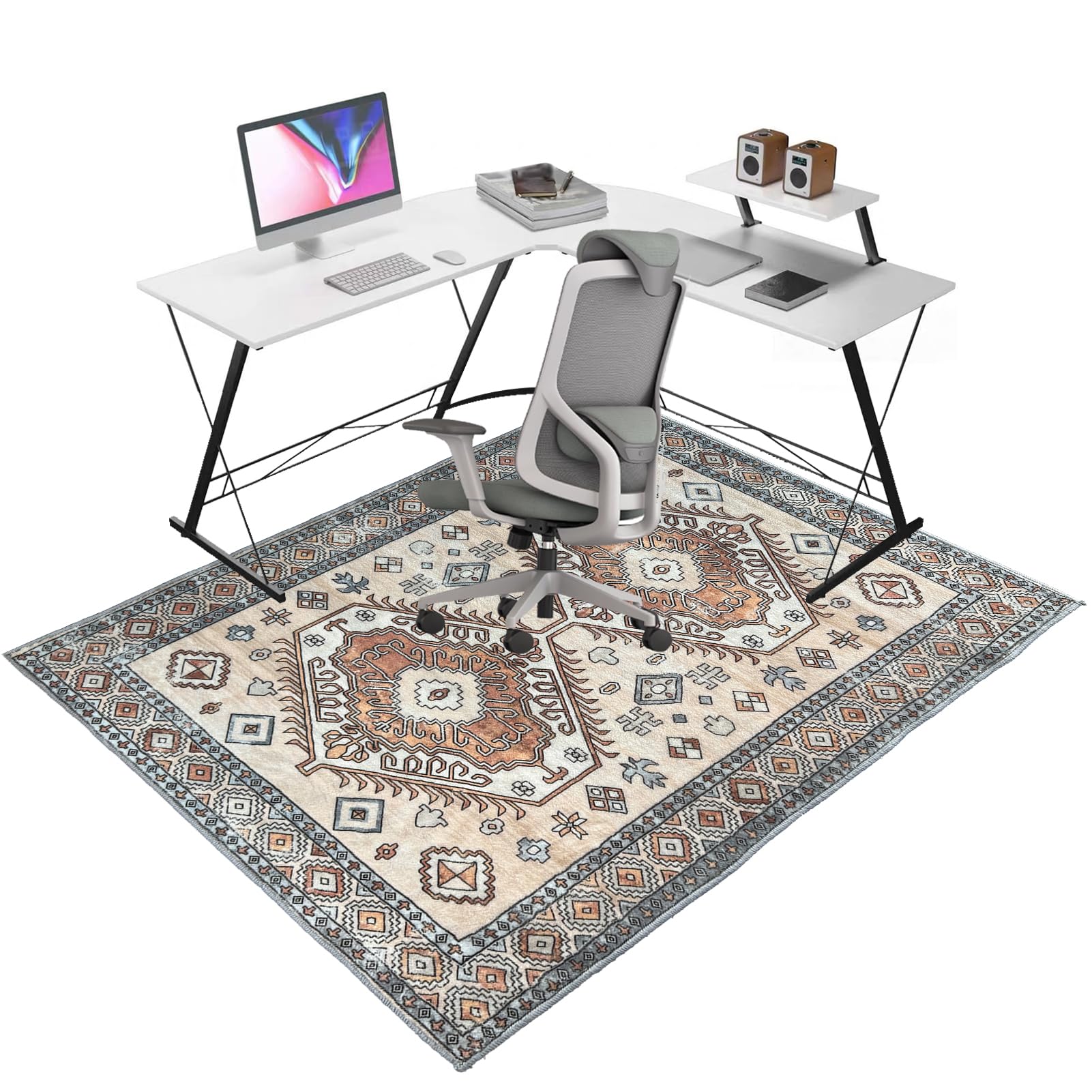 QYJBOUU Heavy Duty Office Chair Mats for Carpeted and Hardwood Floor, Desk Carpet Protector Chair Mat for Home Office Gaming Computer Rolling Chair Rug Non Slip Floor Protection Mat 180 x 230 cm
