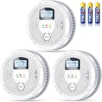 FEODSEW 2-in-1 Smoke & CO Detector Combo with LCD Display, Battery Operated, LED Indicators - 3-Pack Reliable Home Safety Alarms