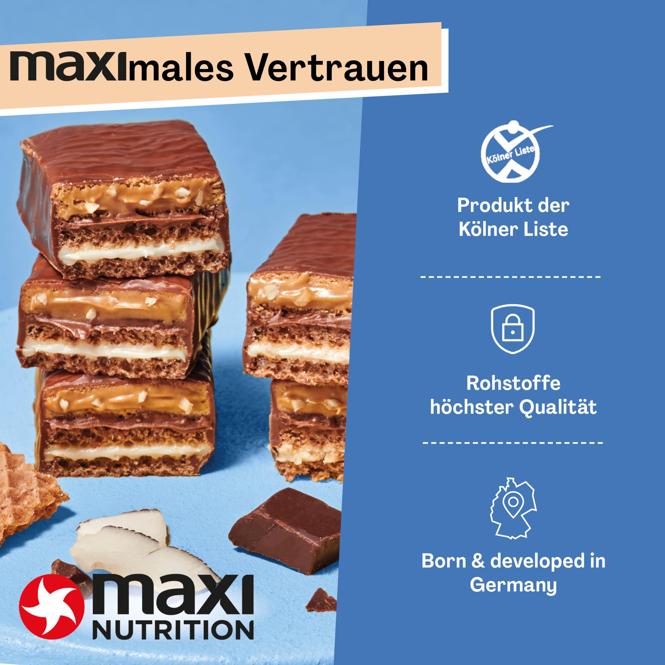 MaxiNutrition Milk & Coconut Protein Waffle Bar, 22% Eiweiß, 174 kcal, (12 Eiweißriegel x 40g), Ohne Zuckerzusatz