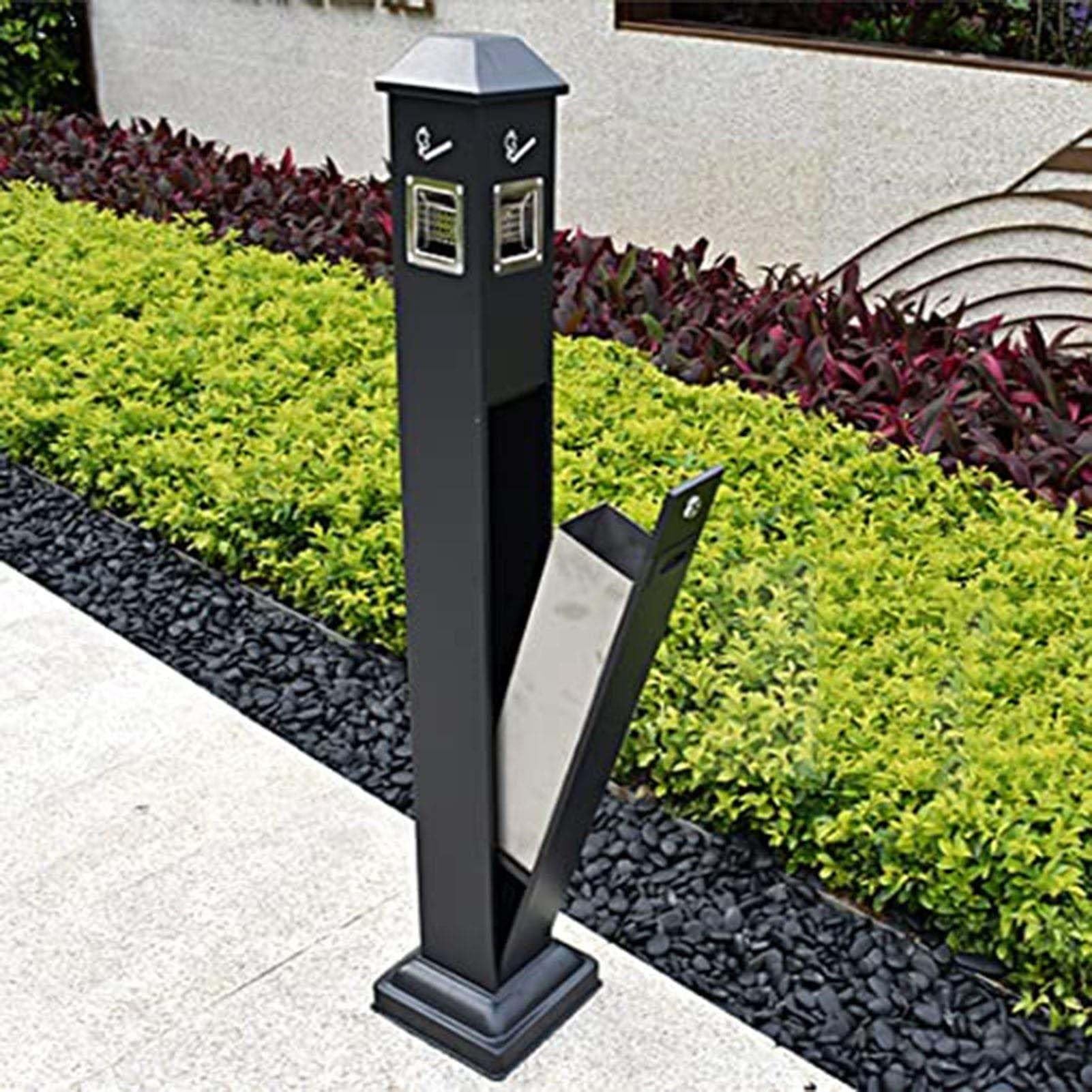 Standing Outdoor Ashtray For Home Patio, Standing Ashtray- Outdoor - Windproof Large & Tall Outside Ashtrays For Cigarette Butt Holder Receptacle Disposal, Smokers Cigar(Black)